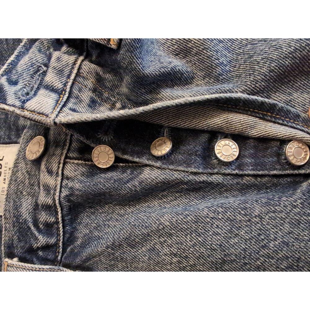 AGOLDE Distressed Denim Mini Skirt Raw Hem Y2K High Rise Festival Size 27 - Picture 6 of 9